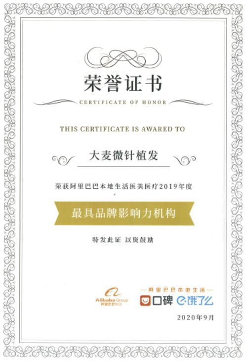 技術服務堅守醫療本質 大麥微針植發斬獲2019年度品牌影響力機構殊榮